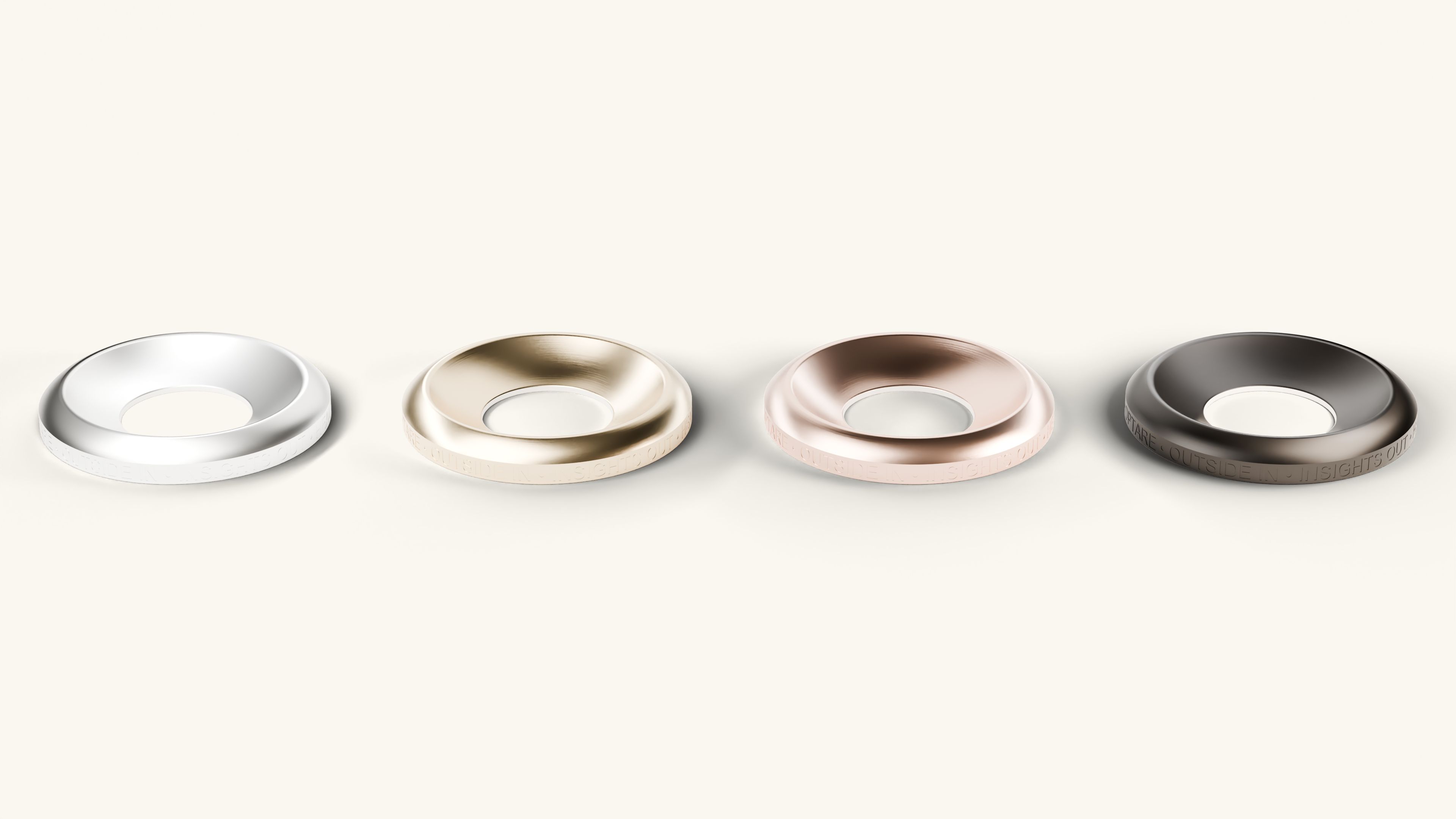 The device in several finishes, side by side